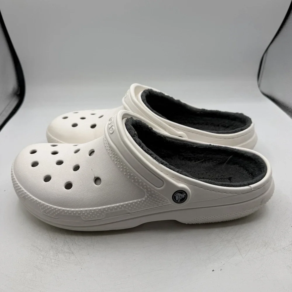 Crocs Classic Lined Clogs Mens Sz 13 White Slip On Shoes 203591